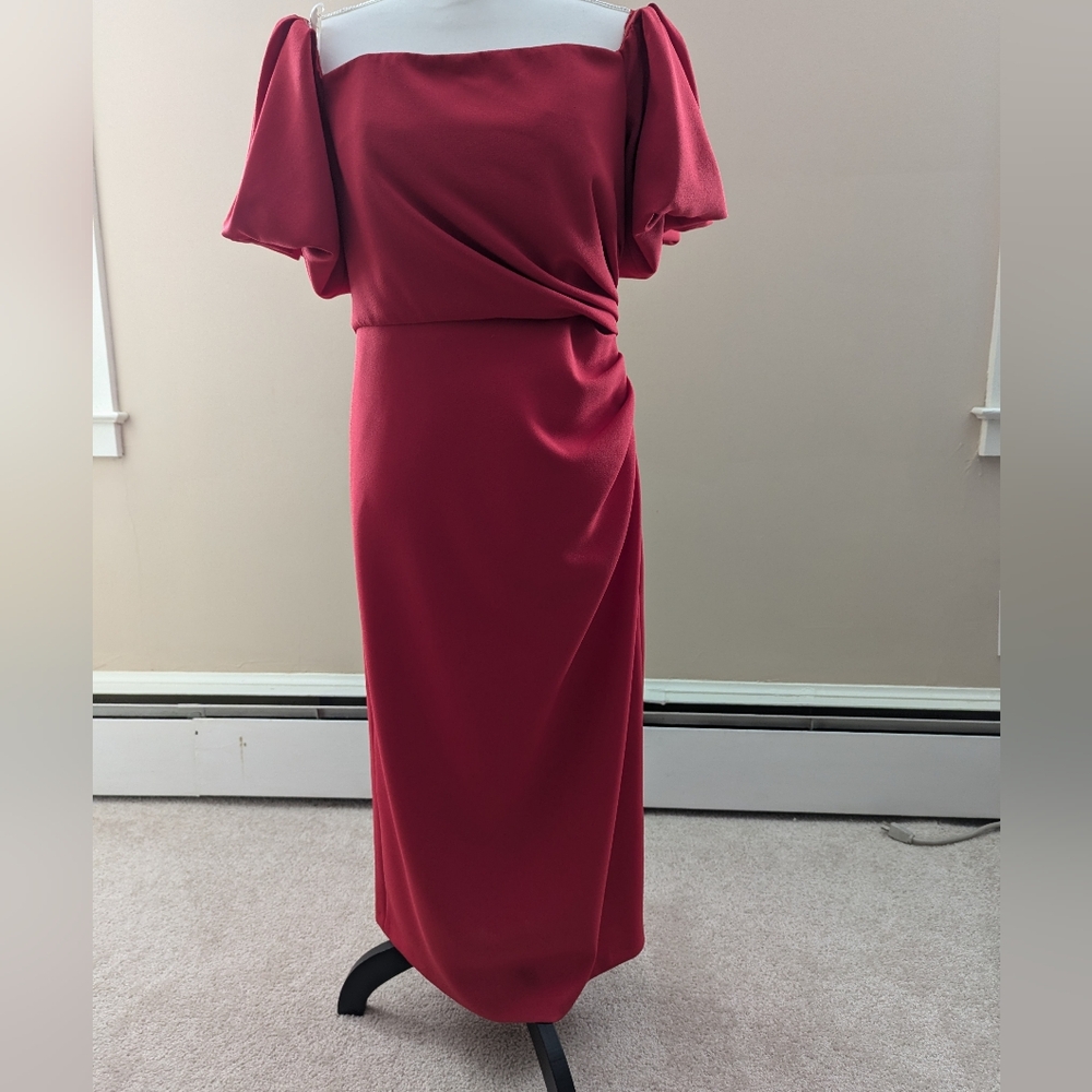Shoshana red off the shoulder dress